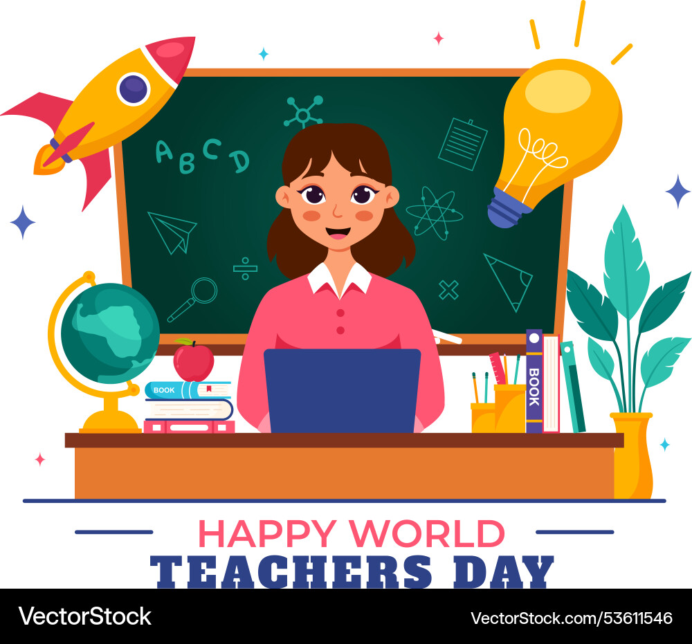 Happy teachers day featuring school supplies Happy teachers day featuring school supplies vector image