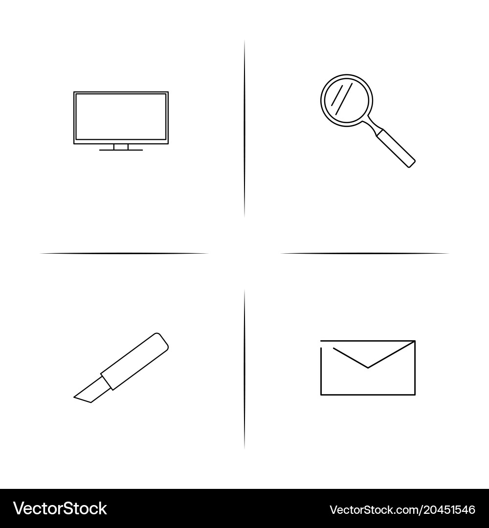 Office simple linear icon setsimple outline icons vector image
