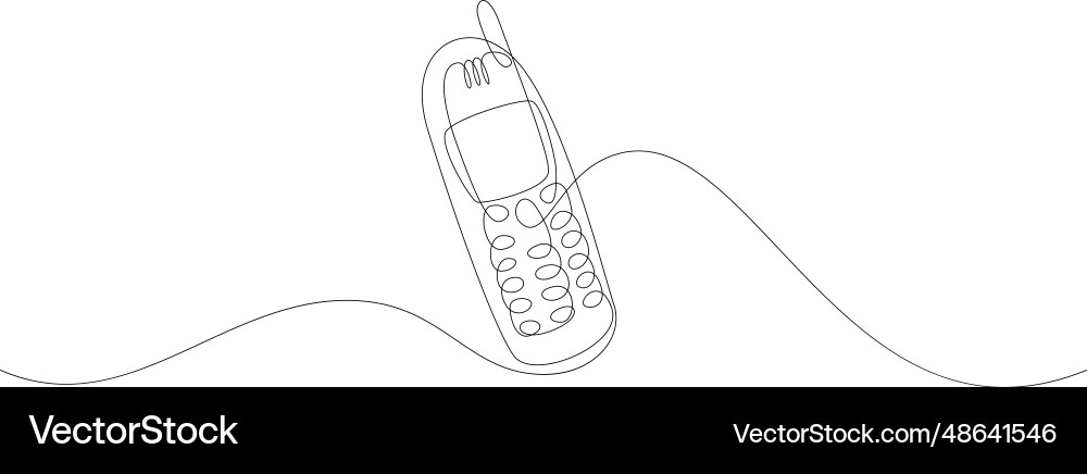 Old style mobile phone continuous line drawing Old style mobile phone continuous line drawing vector image