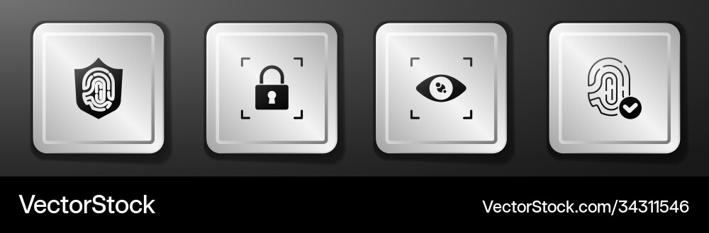 Set fingerprint in shield with lock eye scan Set fingerprint in shield with lock eye scan vector image