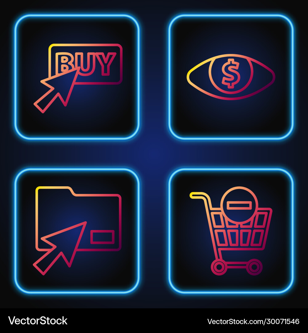 Set line remove shopping cart cursor click Set line remove shopping cart cursor click vector image