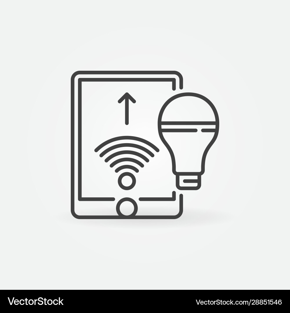 Smart bulb controlled with tablet via wi-fi Smart bulb controlled with tablet via wi-fi vector image