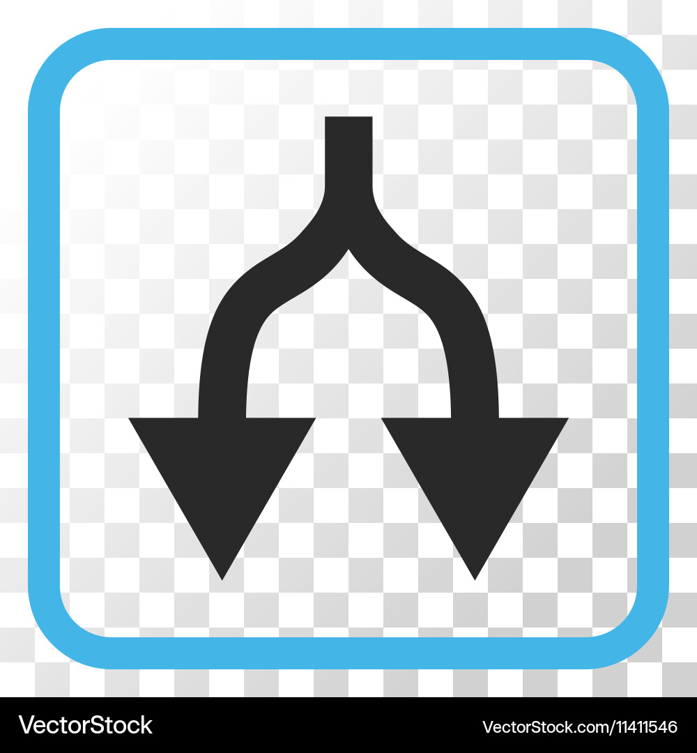 Split arrows down icon in a frame vector image