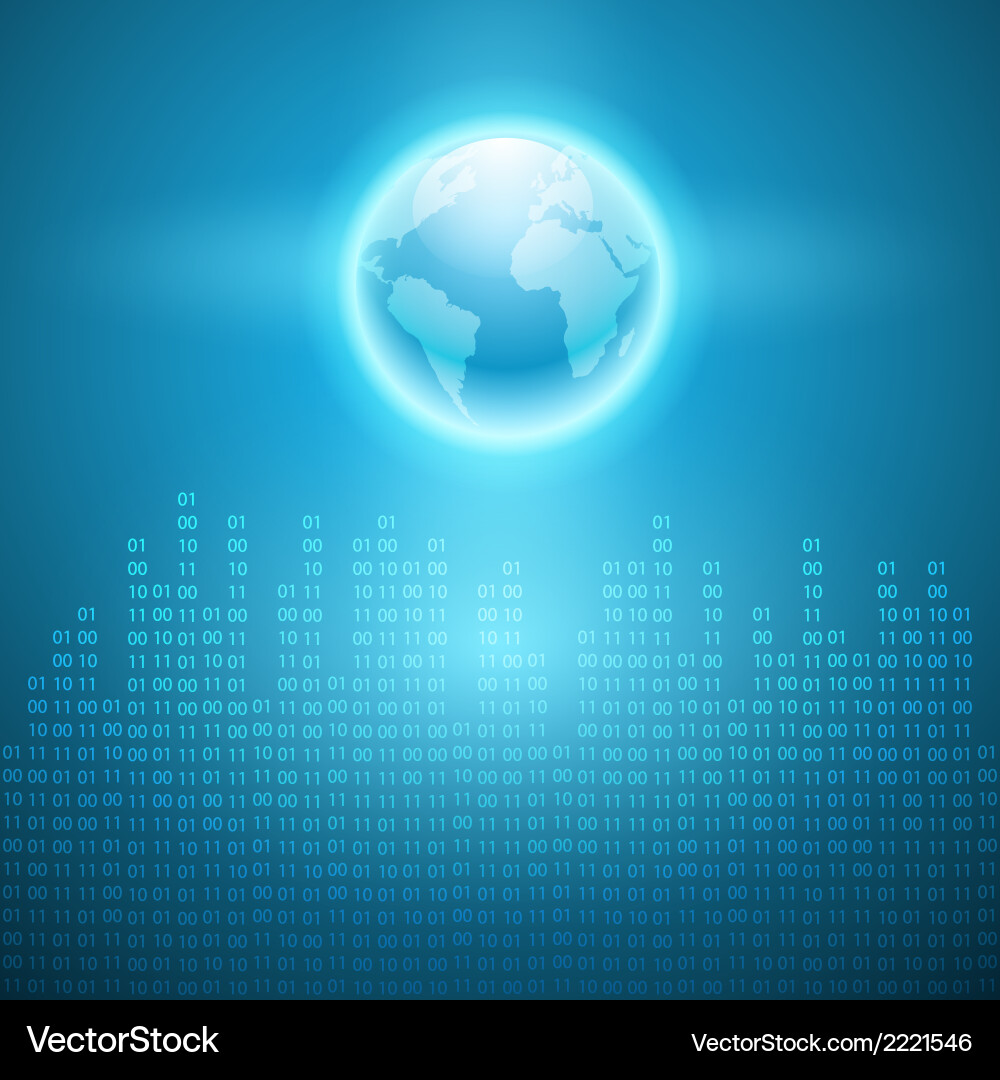 Stream of binary code to the globe Royalty Free Vector Image