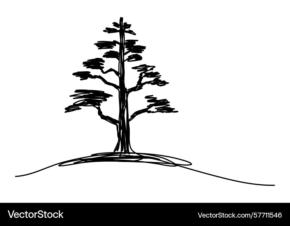Tree sketch one line drawing Vector Image