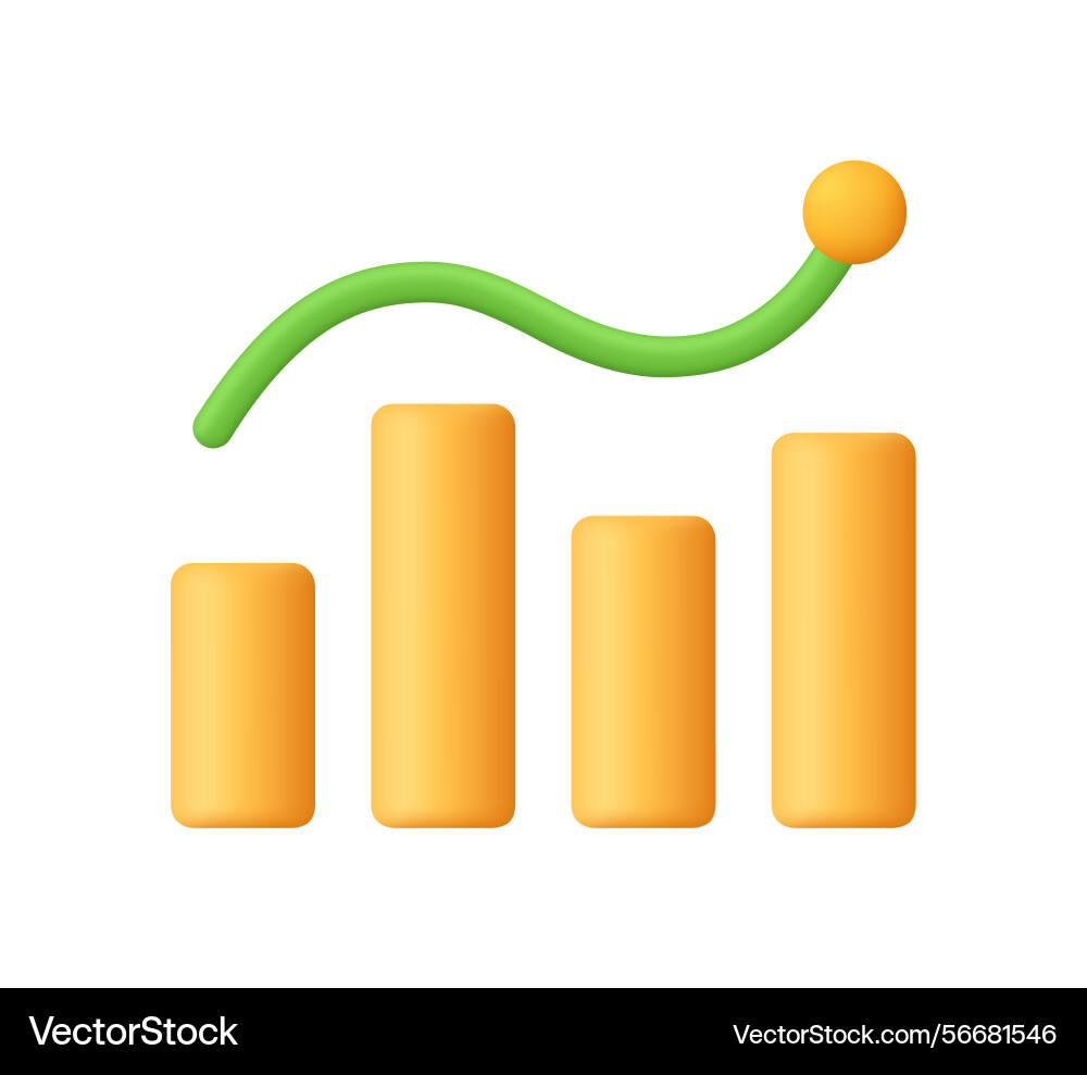 Yellow growth bar chart with columns down and up Vector Image
