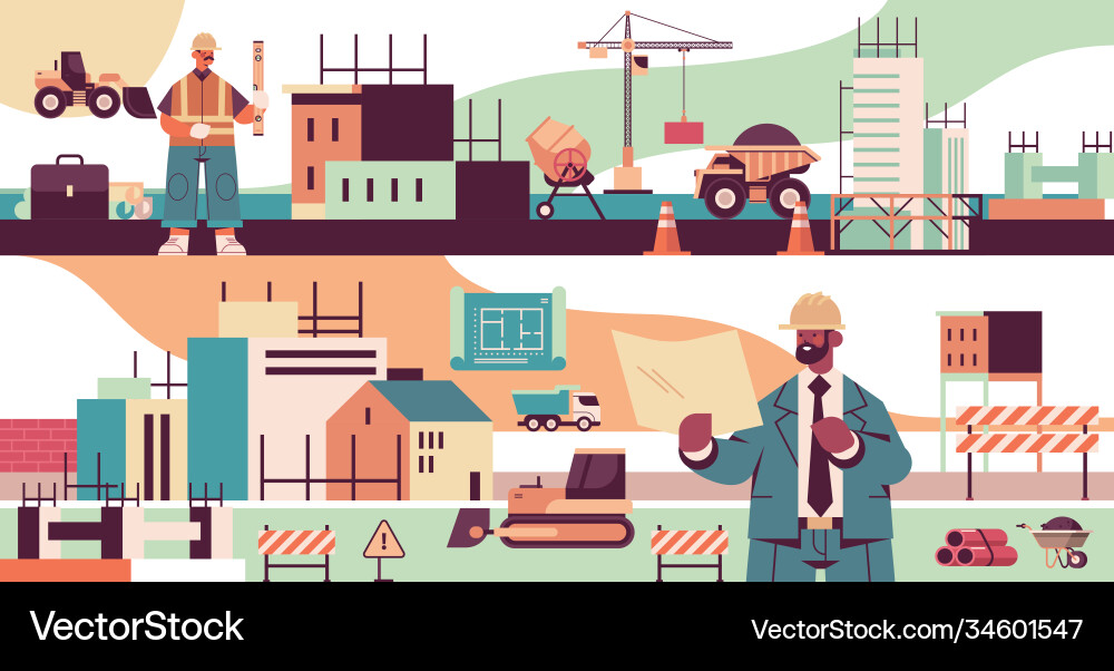 Architect and engineer in uniform mix race Architect and engineer in uniform mix race vector image