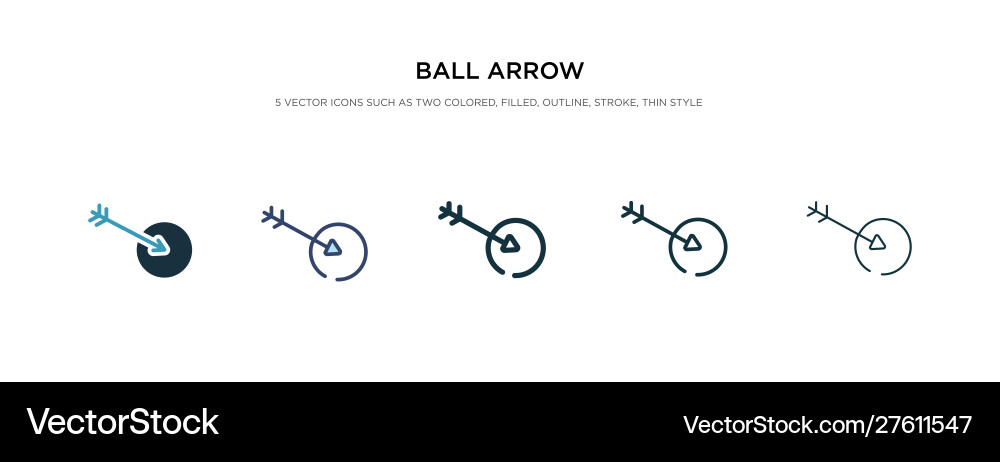 Ball arrow icon in different style two colored Vector Image