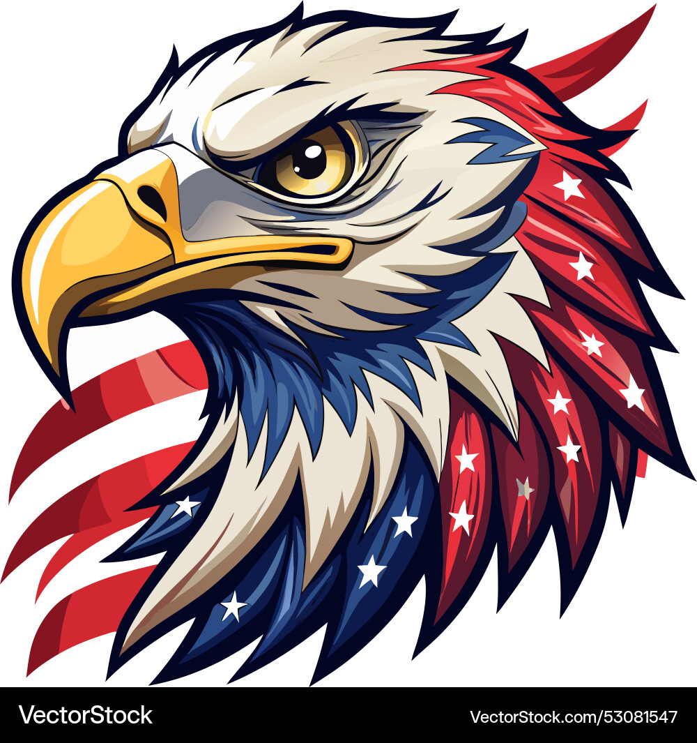 Eagle head with american flag pattern Royalty Free Vector