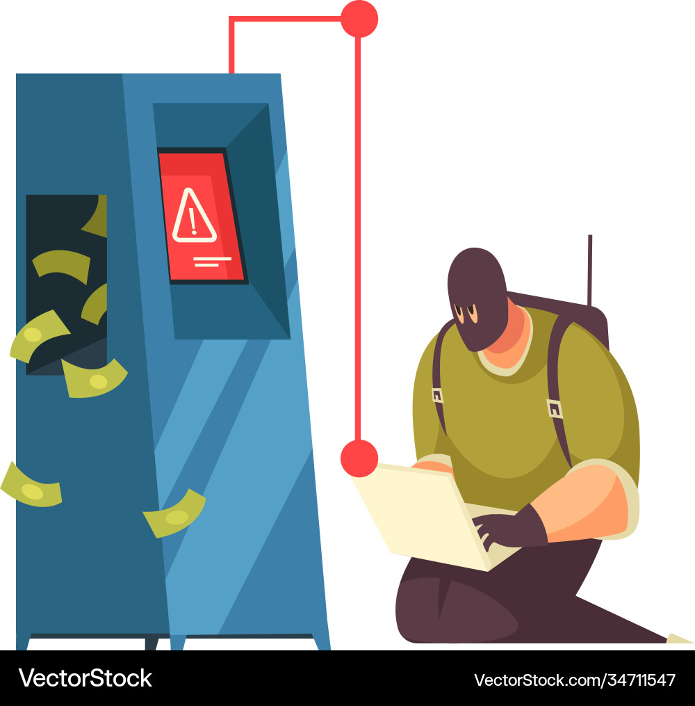 Hacking atm terminal composition vector image