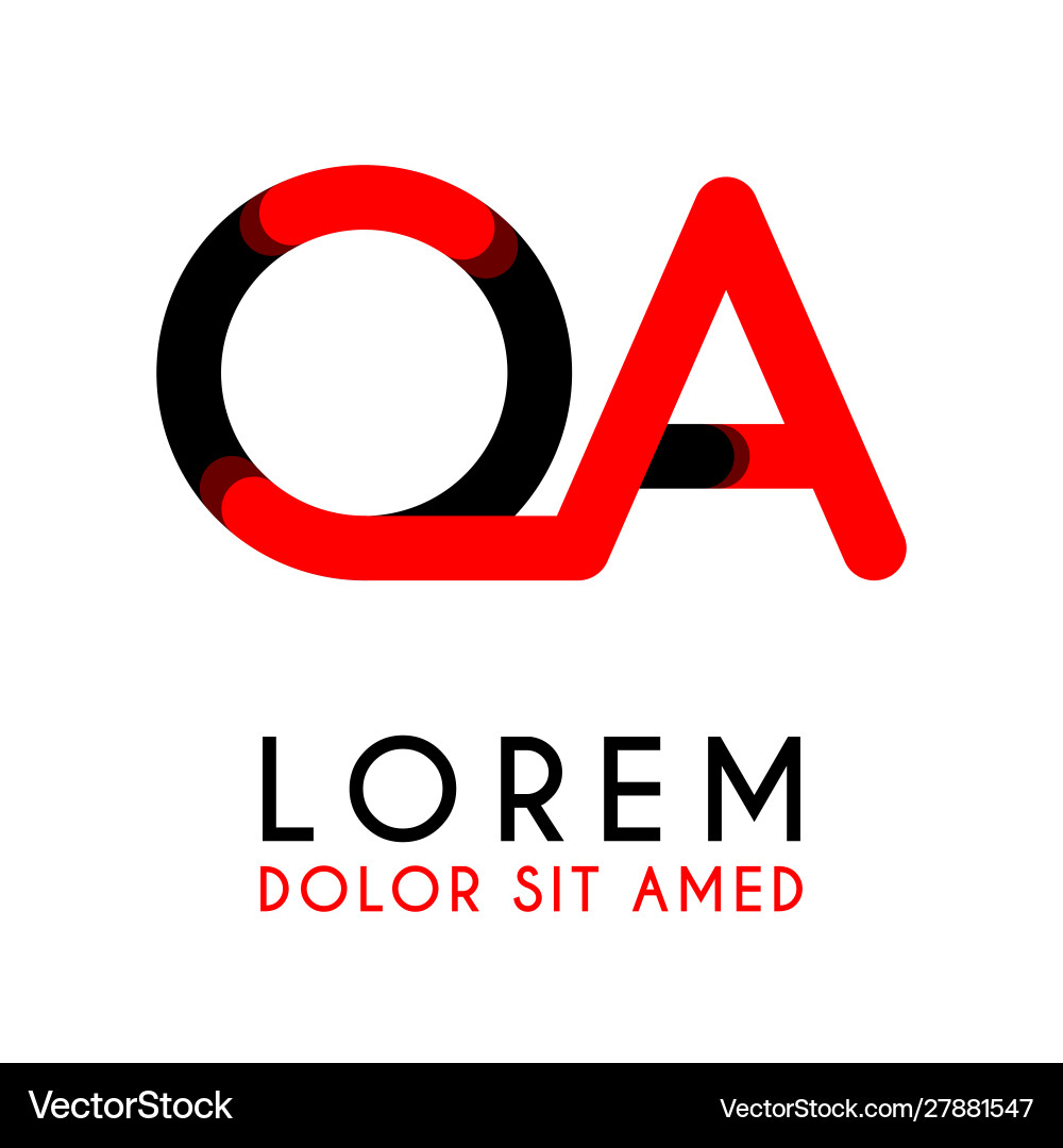 Initial letter oa with red black and has rounded Initial letter oa with red black and has rounded vector image