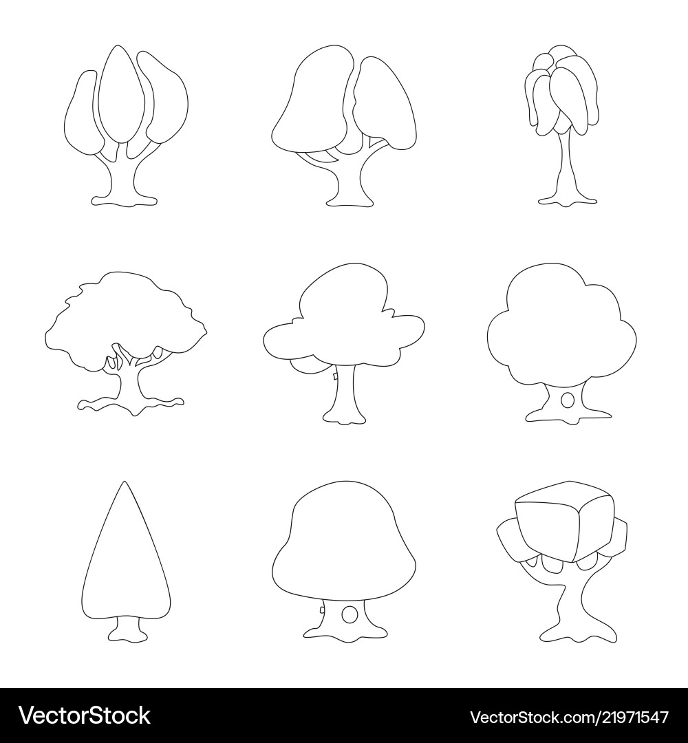 Isolated object of tree and nature symbol set Vector Image