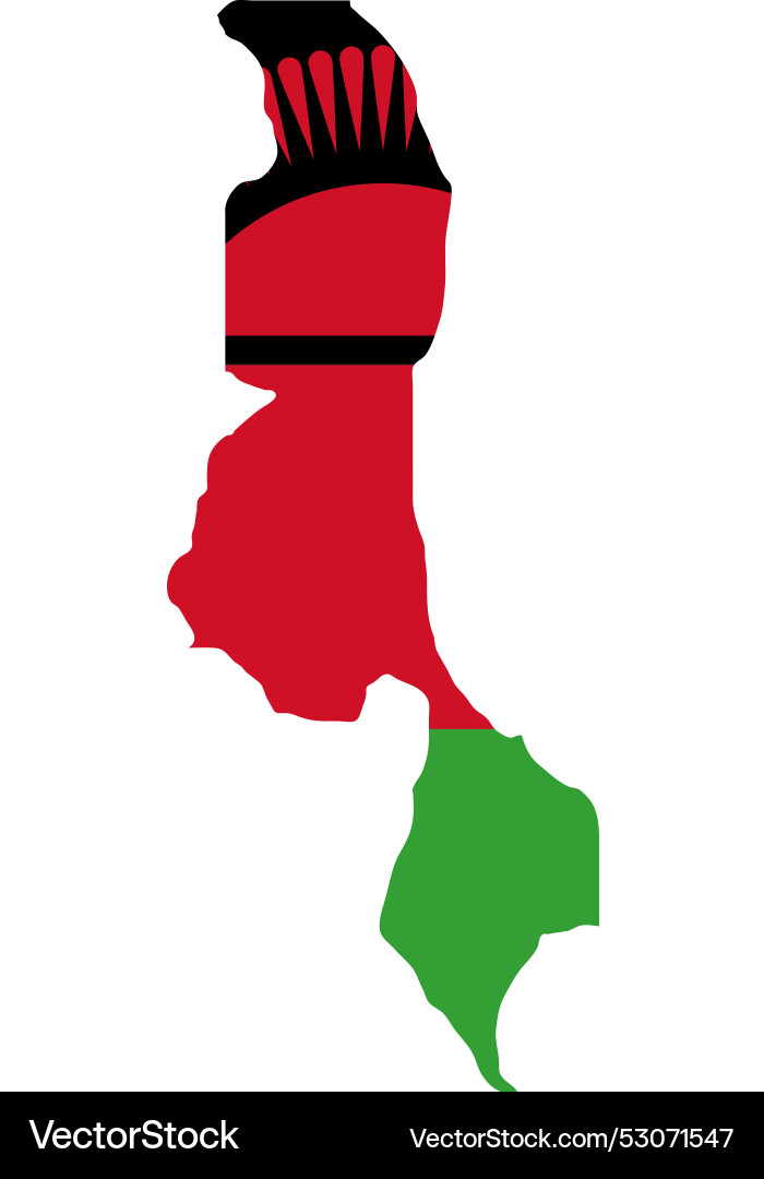 Malawi flag in map with country Vector Image