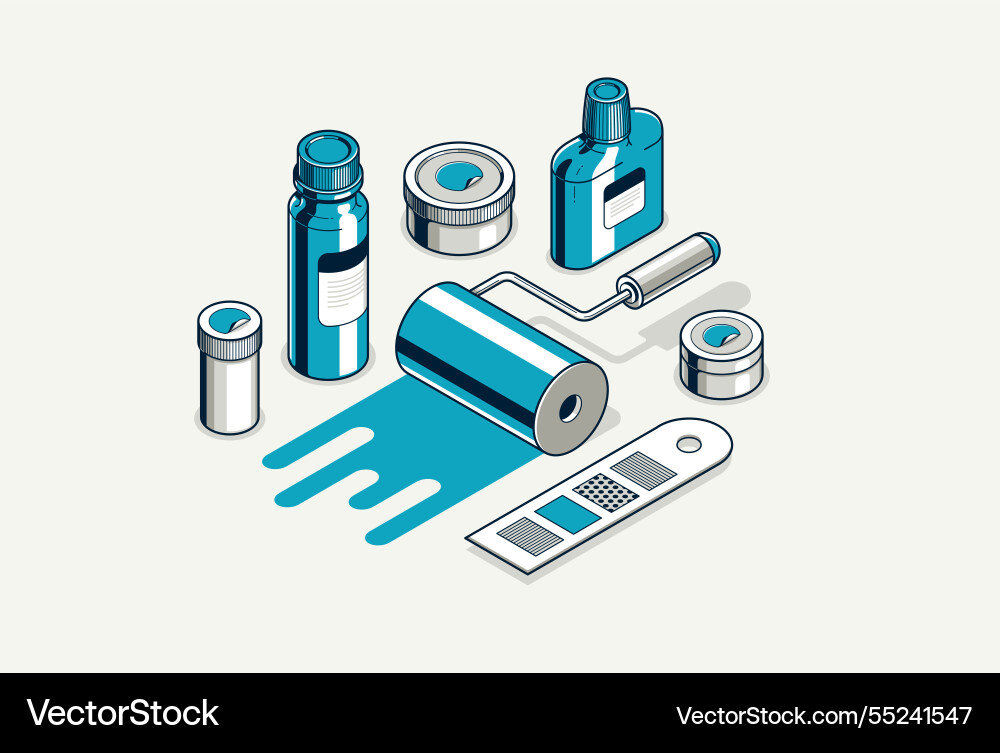Painting walls service interior 3d isometric job Painting walls service interior 3d isometric job vector image