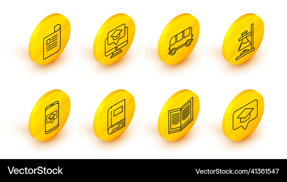 Set line graduation cap in speech bubble open Set line graduation cap in speech bubble open vector image