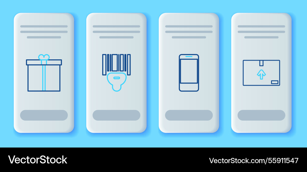 Set line scanner scanning bar code mobile phone Set line scanner scanning bar code mobile phone vector image