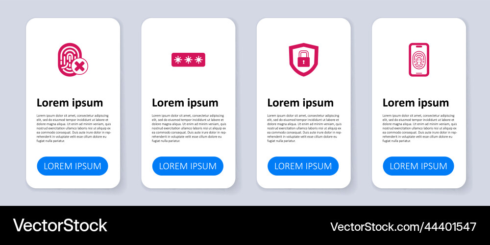 Set mobile with fingerprint scanner shield Vector Image
