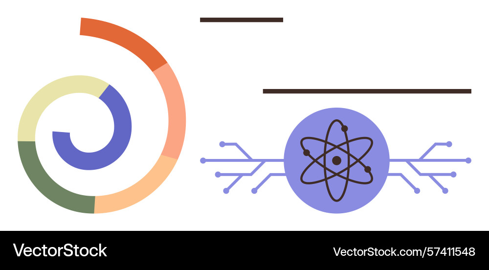 Abstract atomic structure with circuit connections Vector Image