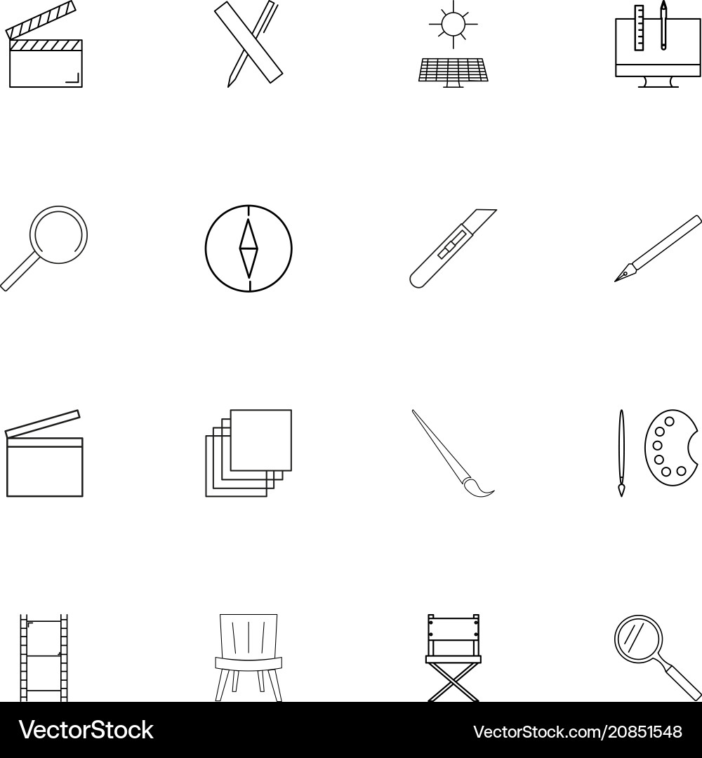 Creative process and design linear thin icons set Vector Image