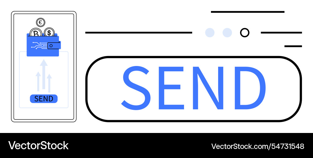 Digital wallet transaction concept with send Digital wallet transaction concept with send vector image