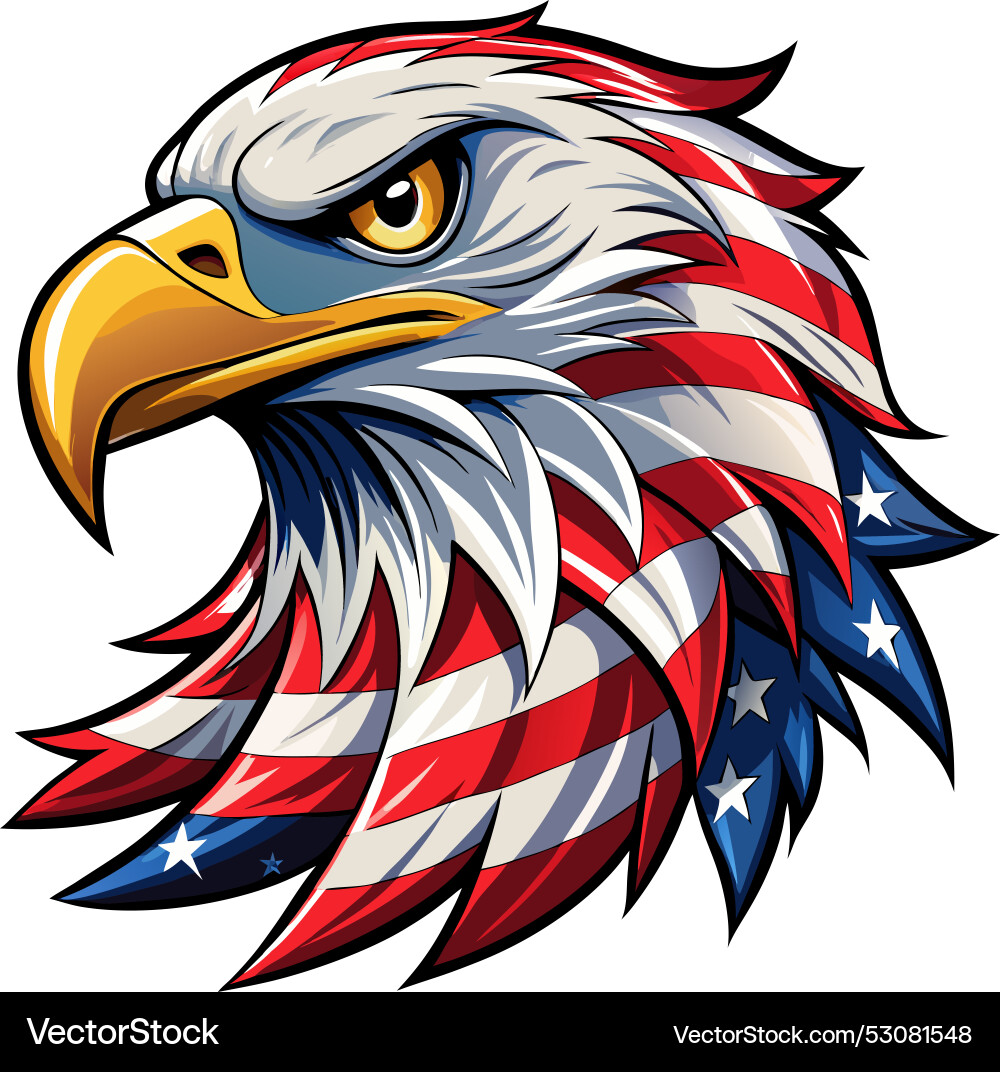 Eagle head with american flag pattern Royalty Free Vector