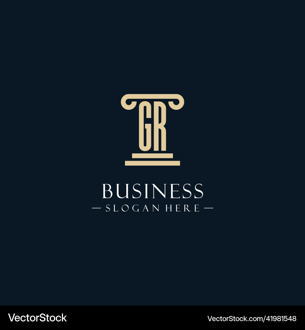 Gr initial monogram logos with pillar shapes style Vector Image