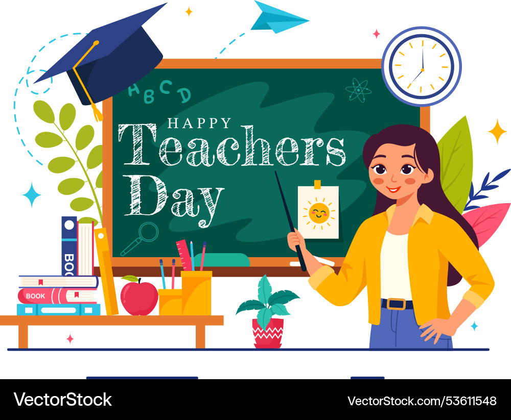 Happy teachers day featuring school supplies Happy teachers day featuring school supplies vector image