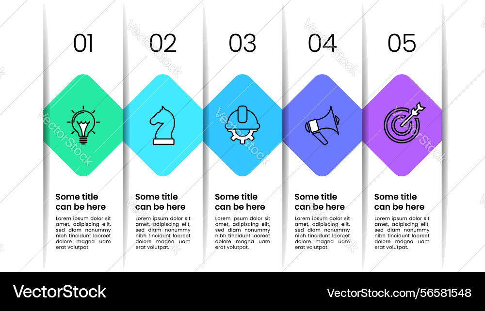 Infographic template 5 squares in a row with icons Infographic template 5 squares in a row with icons Vector Image