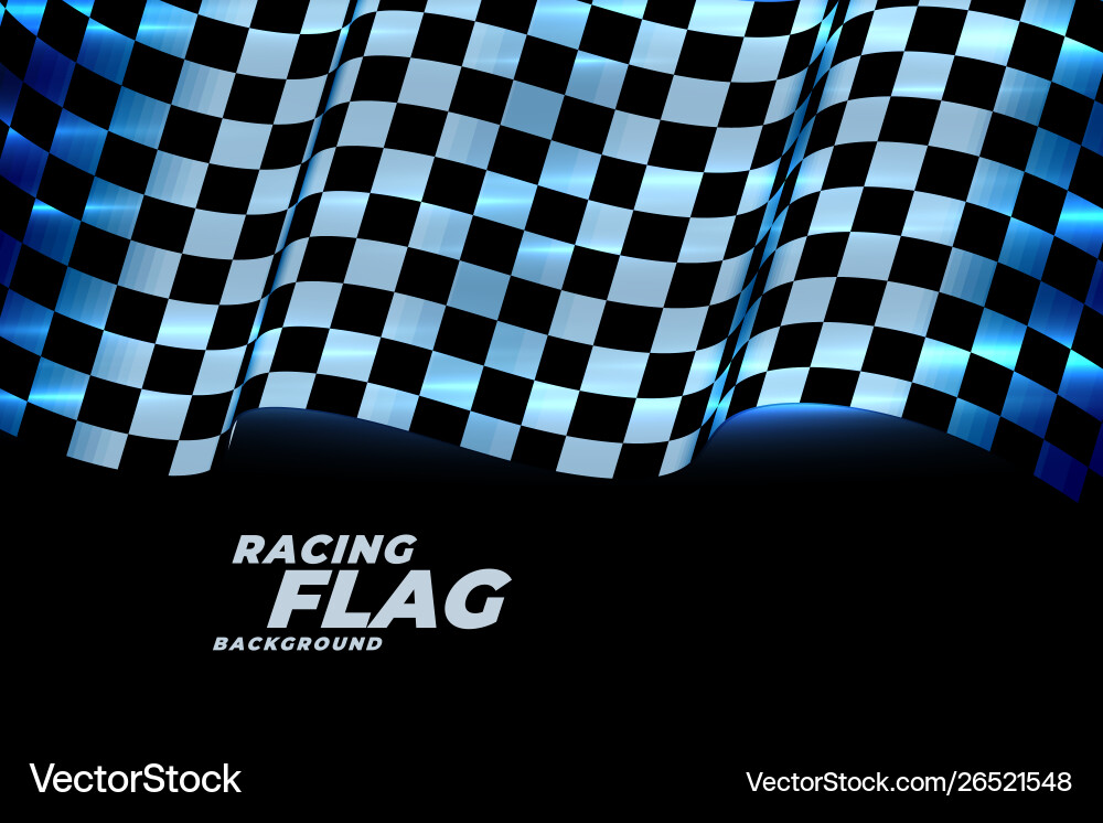 Neon Blue Racing Checkered Flag Hintergrund Vektorbild