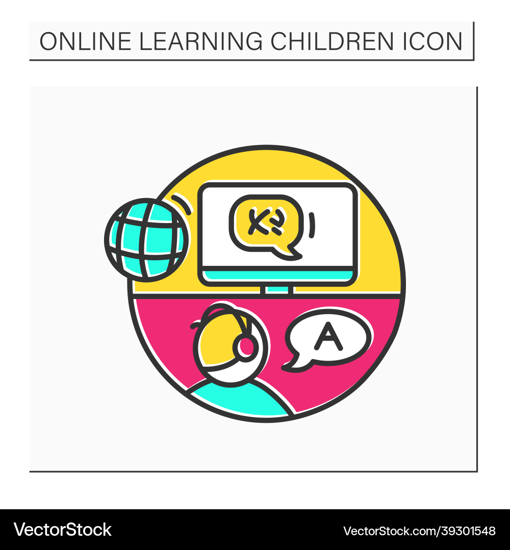 Online language learning color icon Vector Image