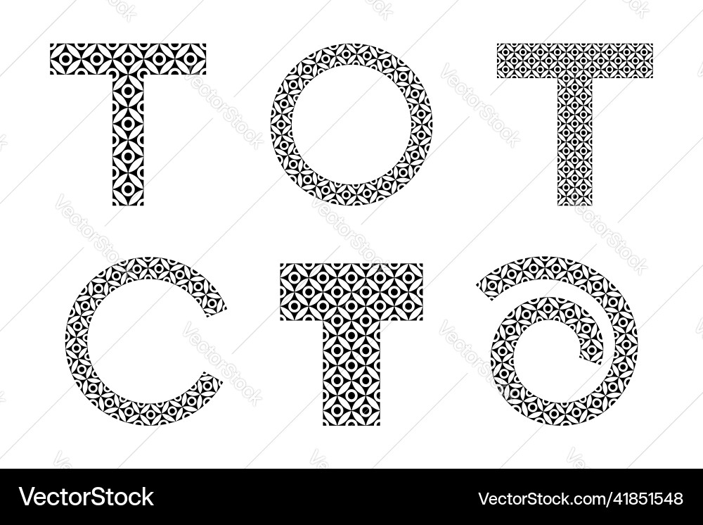 Pattern in spiral and letters c t o for monogram Pattern in spiral and letters c t o for monogram vector image