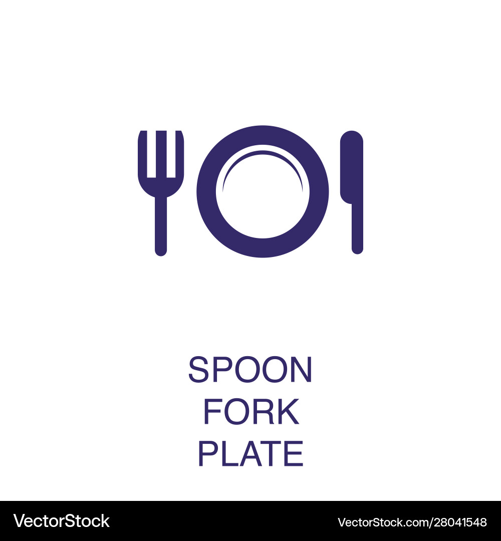 Plate fork and knife element in flat simple style vector image