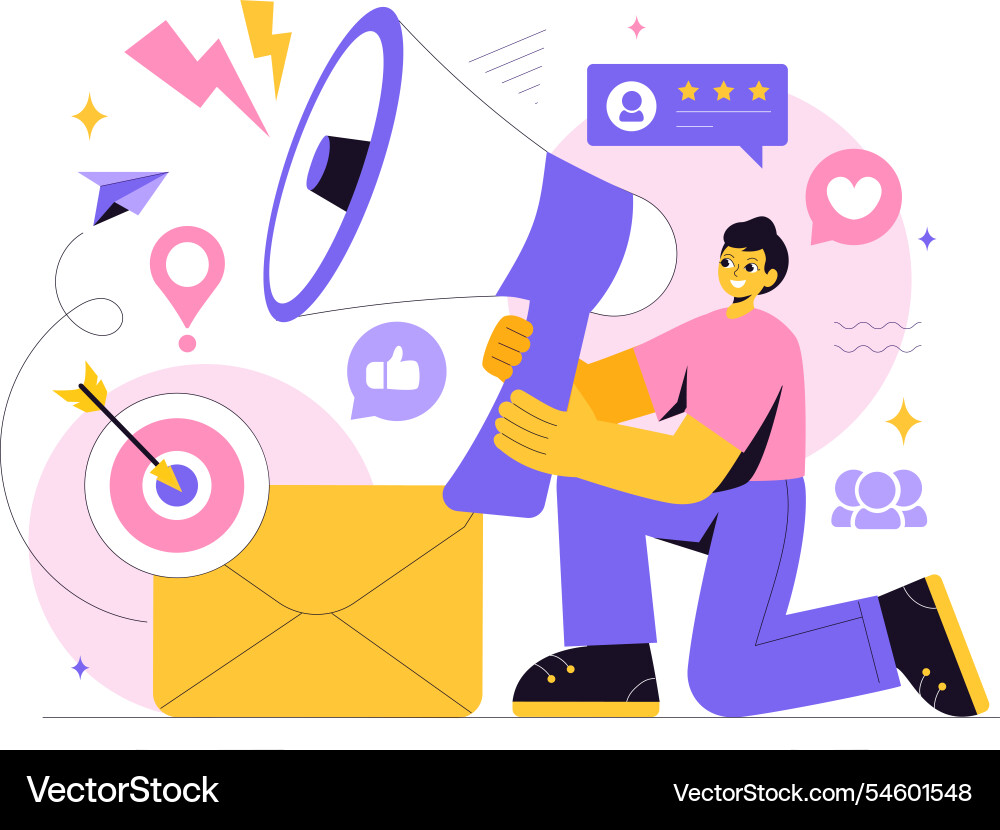 Public relations featuring a team developing Vector Image