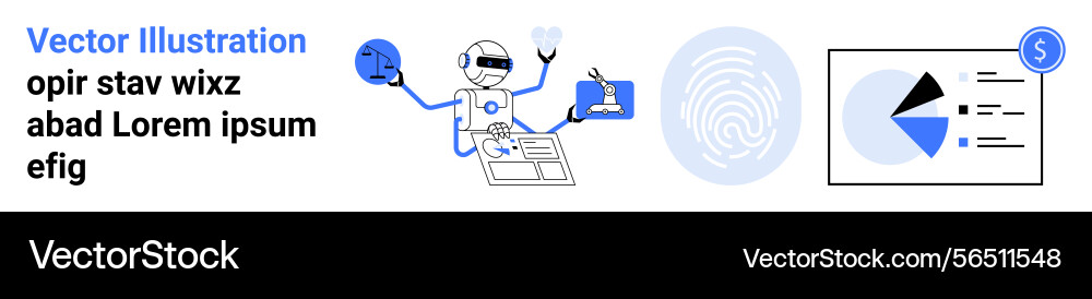 Robotic ai performing data analysis and biometrics vector image