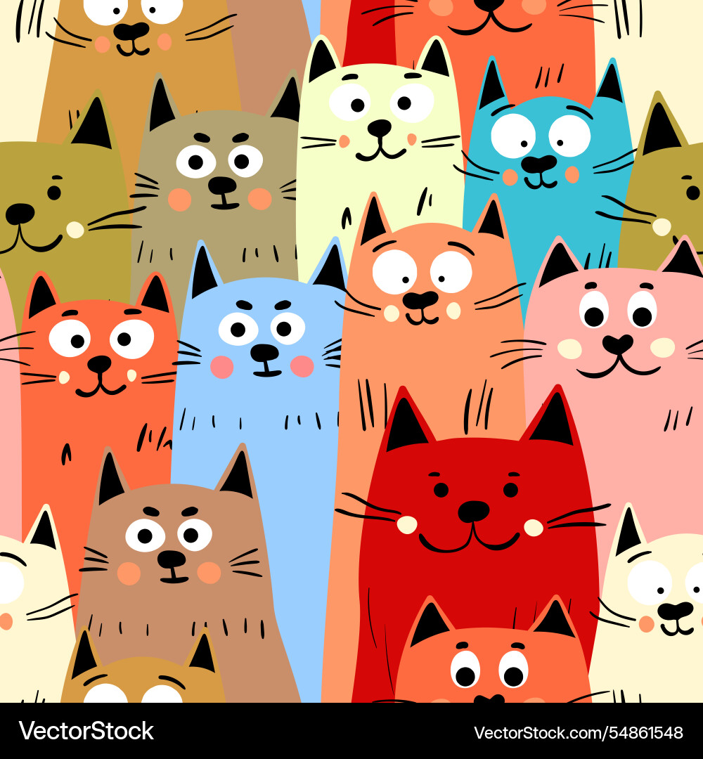 Seamless pattern with cute kitten print different Seamless pattern with cute kitten print different Vector Image