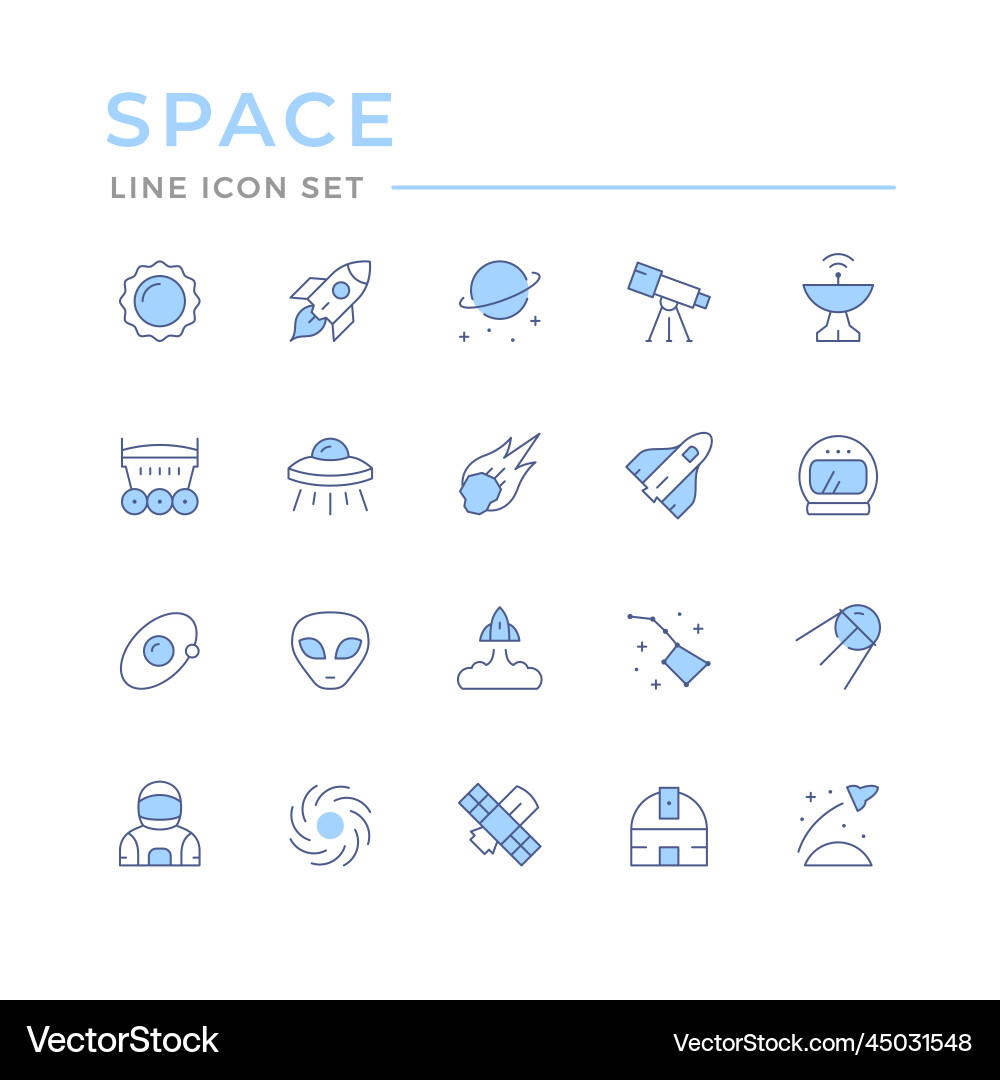 Set color line icons of space vector image