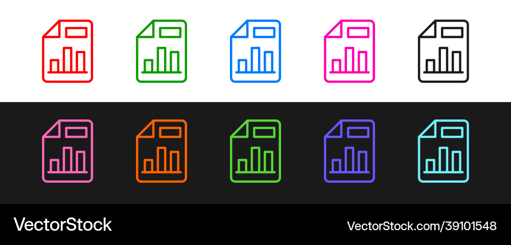Set line document with graph chart icon isolated Set line document with graph chart icon isolated vector image