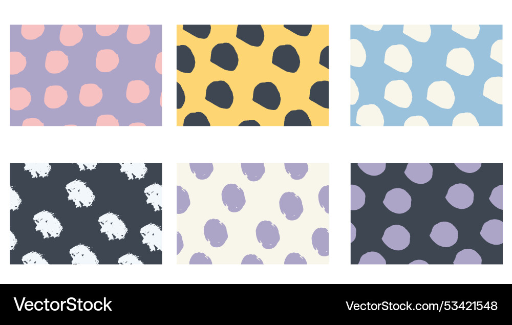 Set of abstract seamless patterns with blots Vector Image