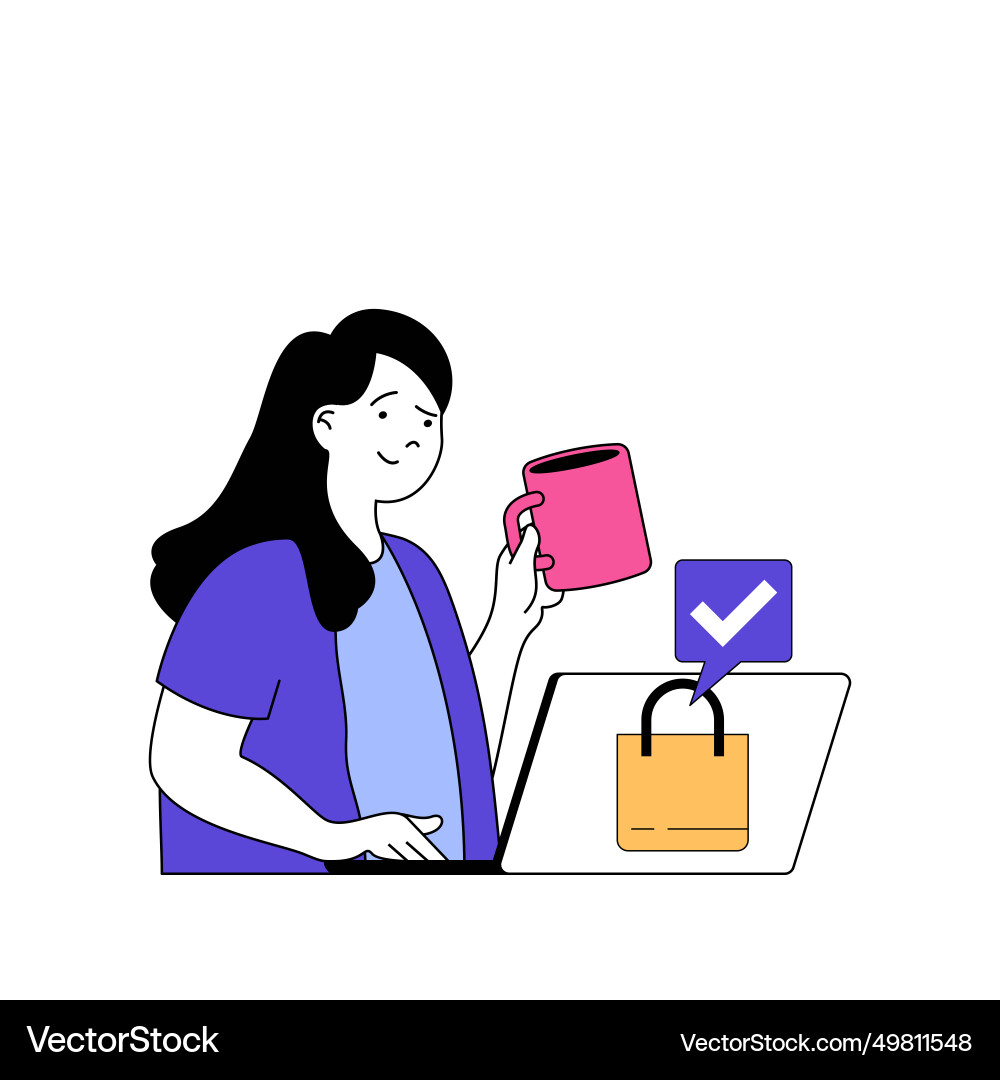 Shopping concept with cartoon people in flat vector image