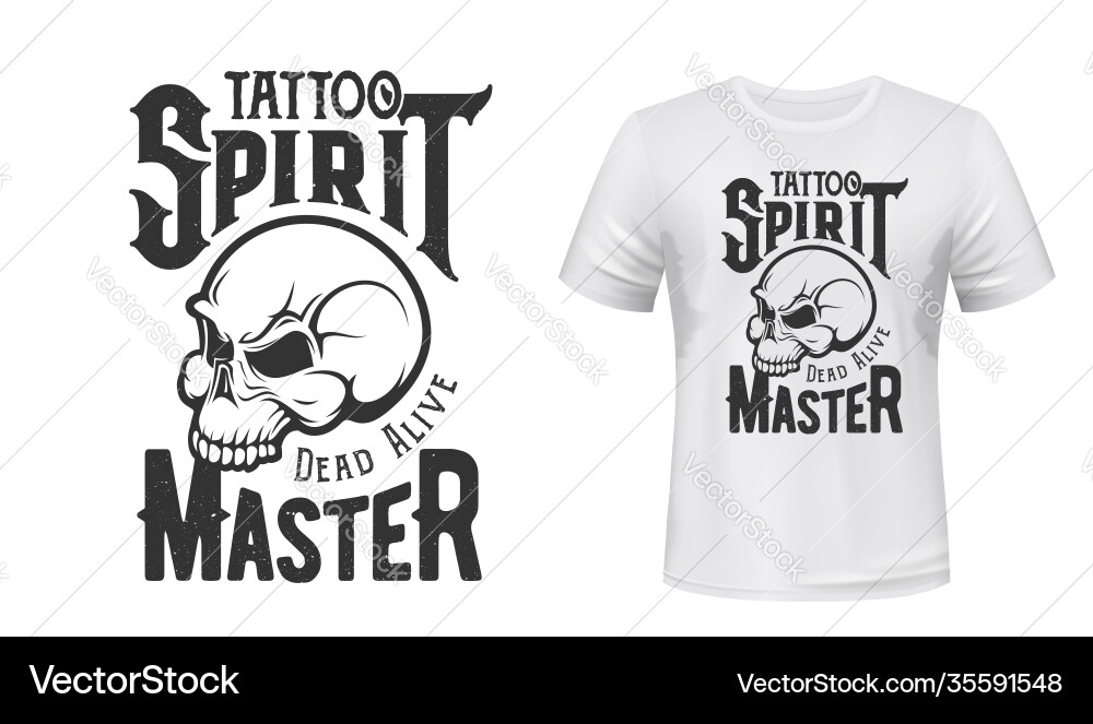 Tattoo master skull t-shirt print mockup studio Tattoo master skull t-shirt print mockup studio vector image