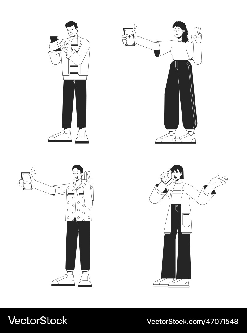 Using mobile device bw spot set Using mobile device bw spot set vector image