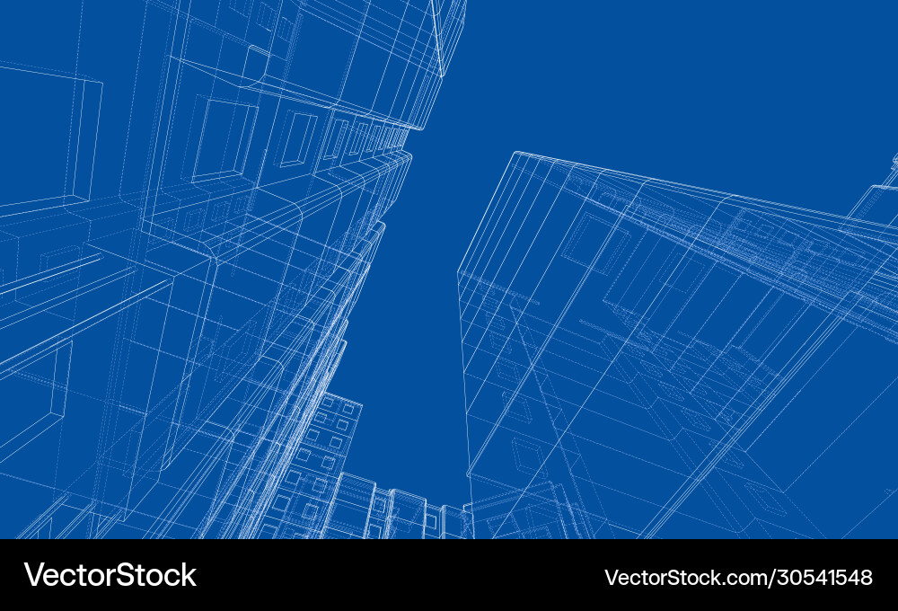 Wire-frame model a multi-storey building Vector Image