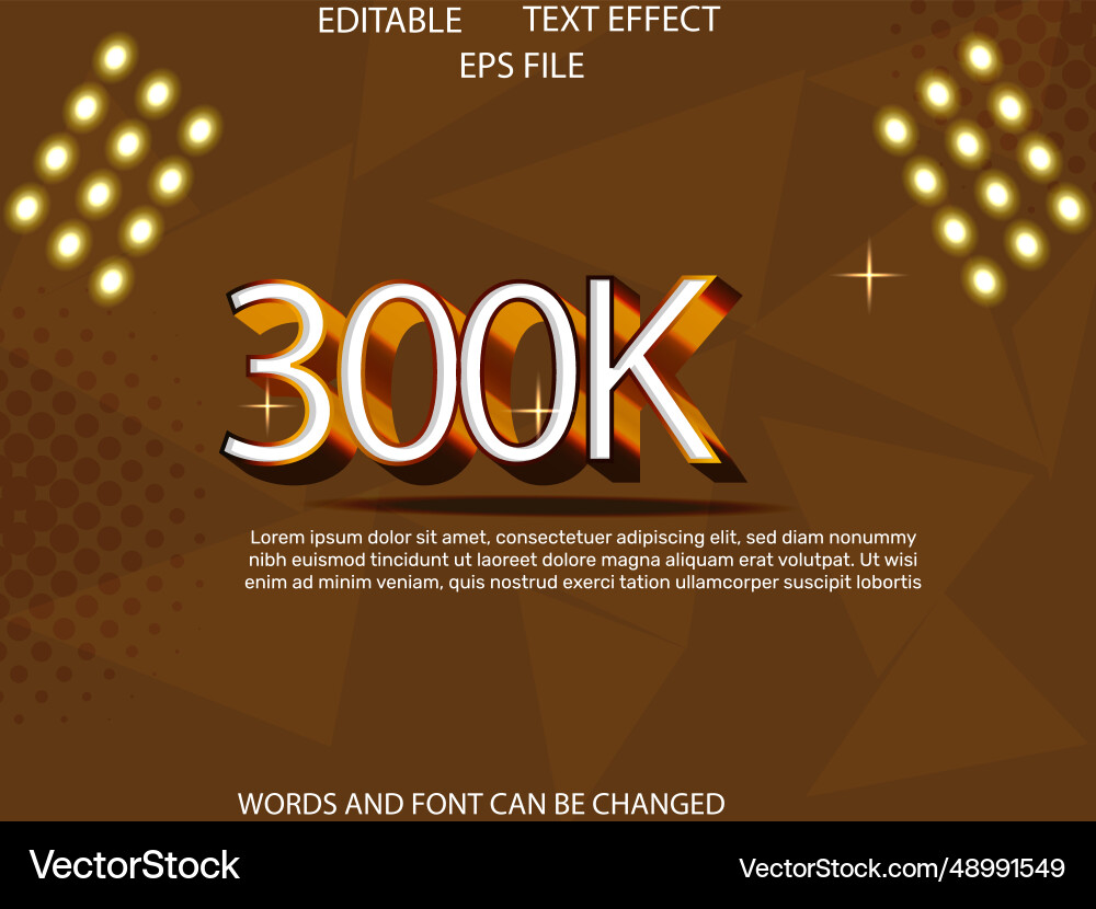 300k text effect font editable typography 3d vector image