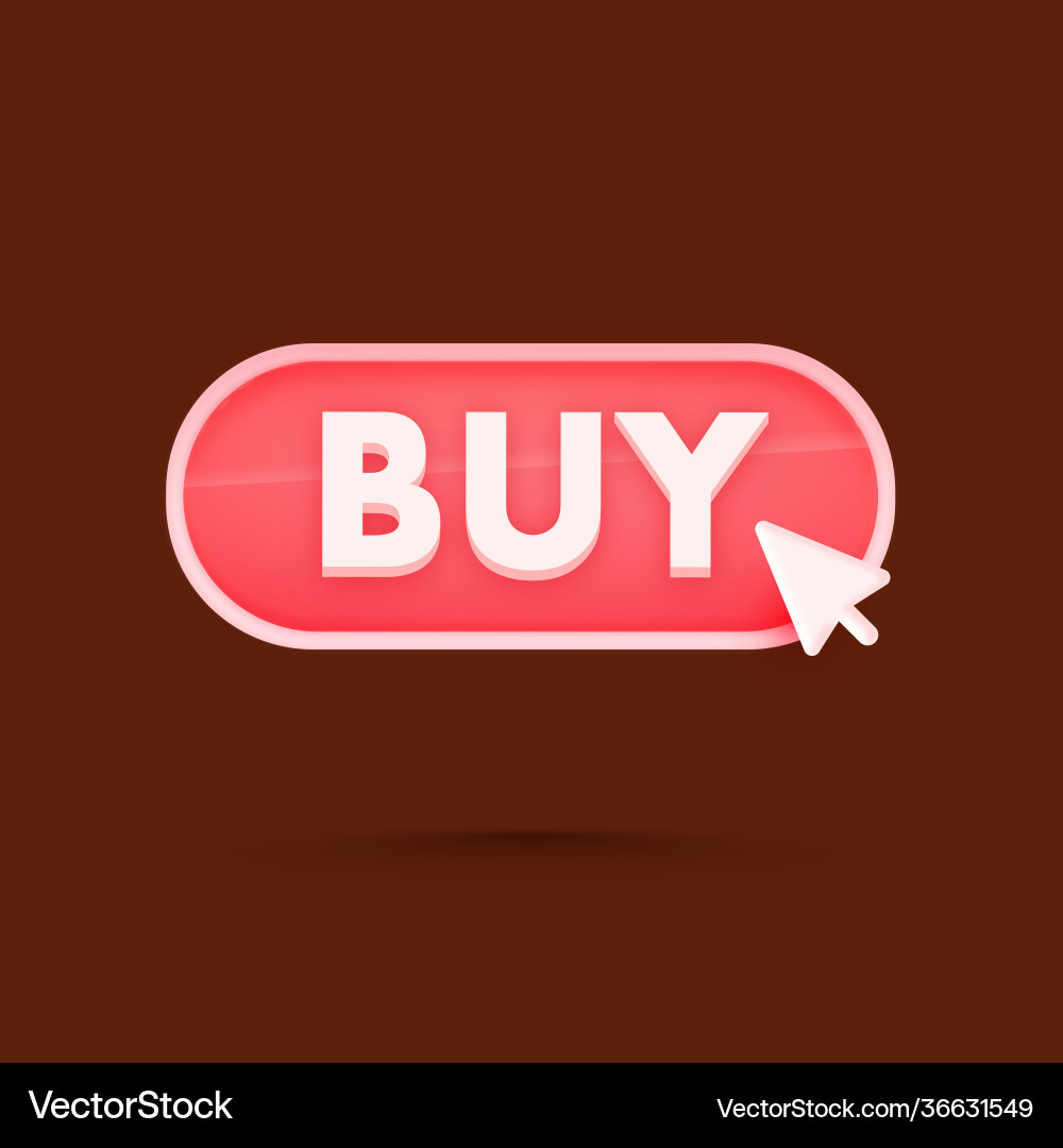 3d rendering red buy button on brown background Vector Image