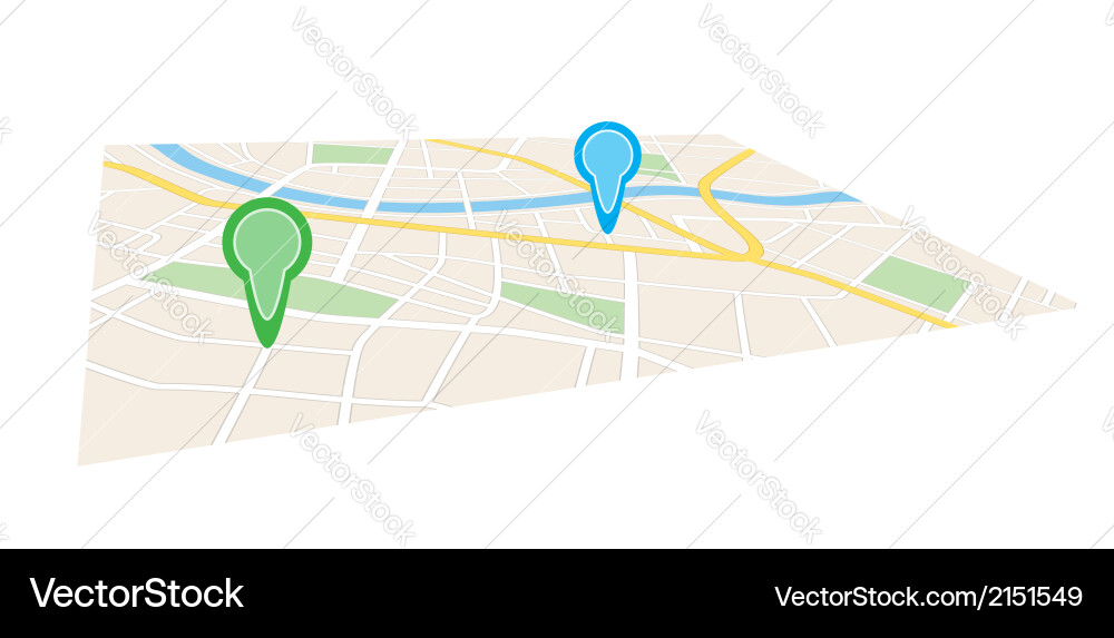 City Map with Pointer Route Vector Image