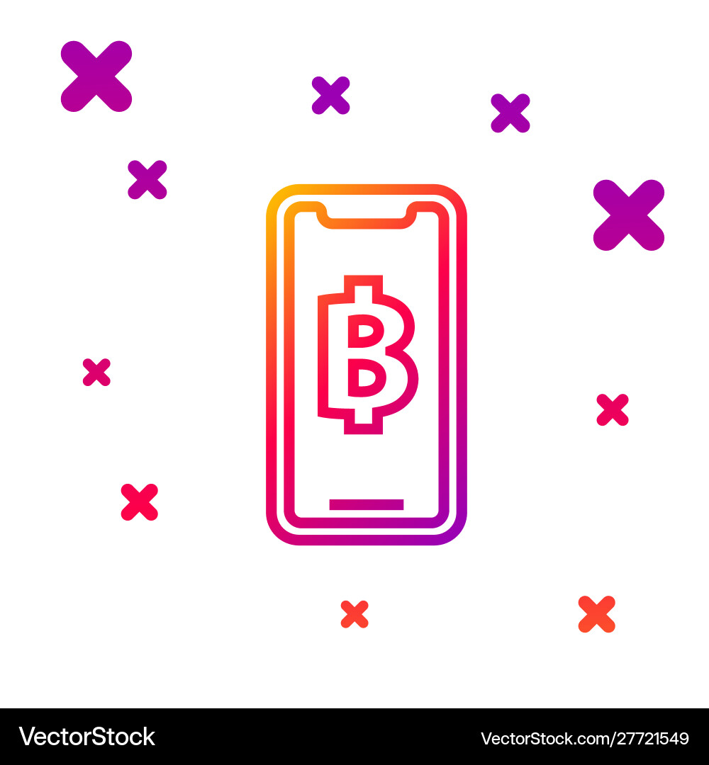 Color line phone mobile and cryptocurrency coin Color line phone mobile and cryptocurrency coin vector image