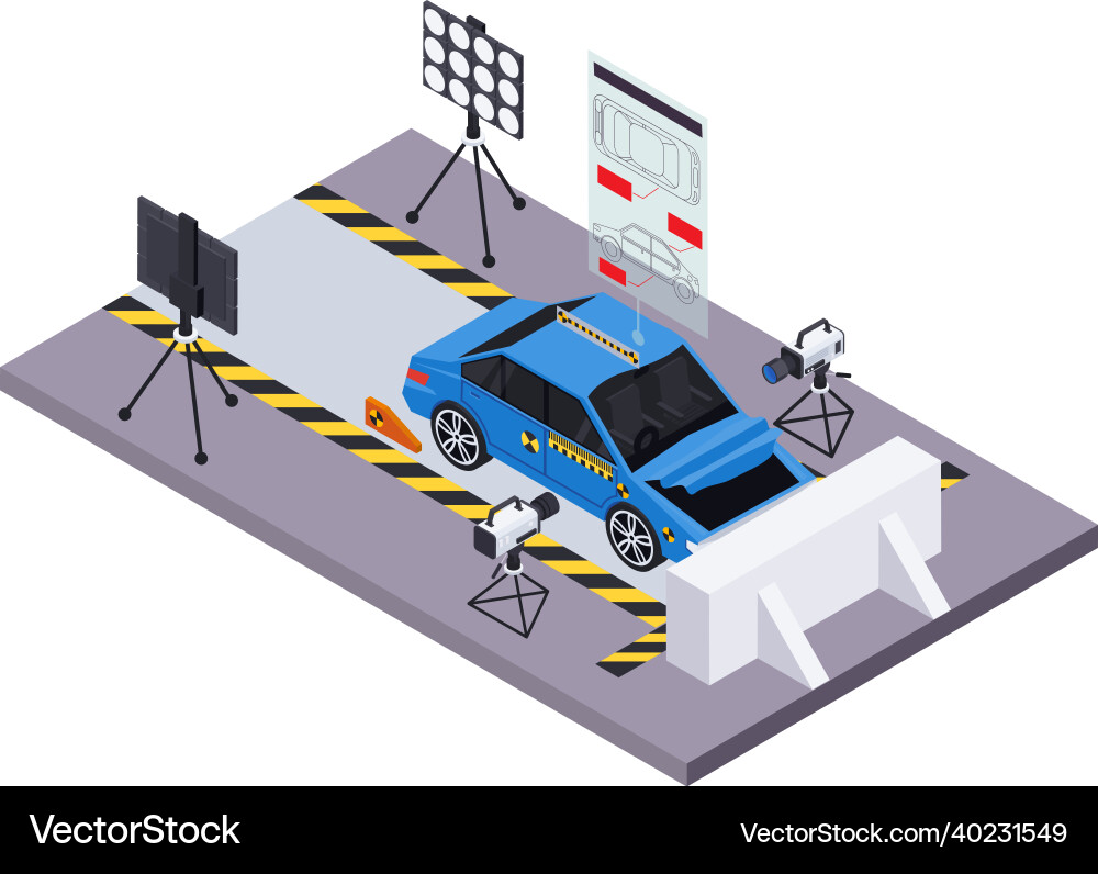Crash test track composition Crash test track composition vector image
