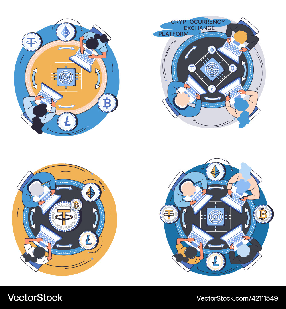 Cryptocurrency exchange platform and blockchain Cryptocurrency exchange platform and blockchain vector image