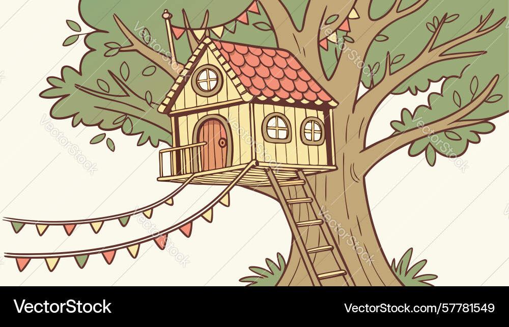 Detailed treehouse with multiple windows Vector Image