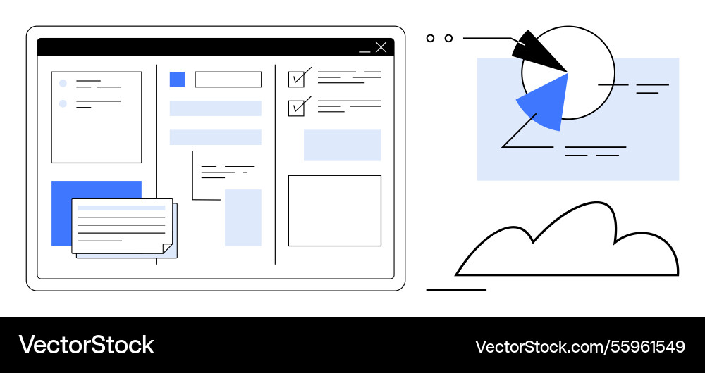 Digital project management dashboard with chart vector image